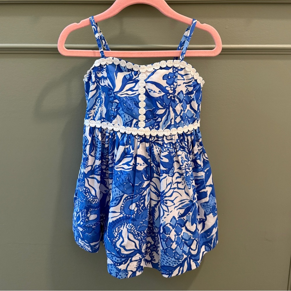 Lilly Pulitzer Blue & White Floral Sundress Sz 2T